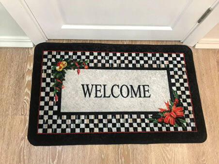 Welcome Lateks Taban Su Geçirmez Saçaksız (60x90 Ebat ) Kapıönü Paspası