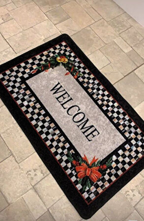Welcome Lateks Taban Su Geçirmez Saçaksız (60x90 Ebat ) Kapıönü Paspası