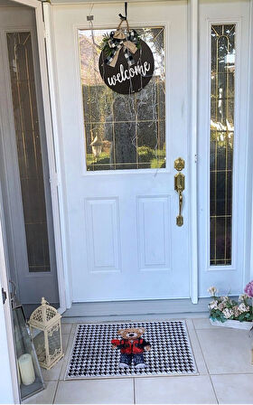 Çağdaş Sevgililer Günü Kaymaz Taban Kapı Önü Paspası (ebat 50x70)