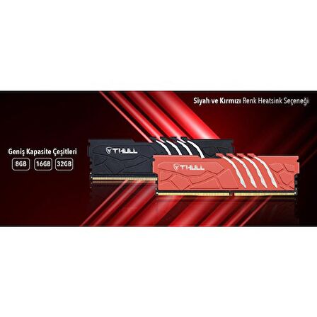 Thull Vortex 8gb 3600MHZ CL19 1.35V Black Heatsınk Ddr4 Ram THL-PCVTX28800D4-8G-B