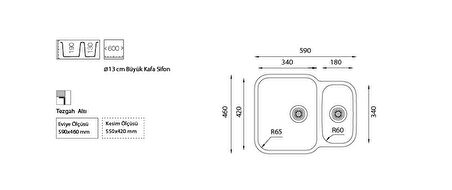 Ukinox Eviye Zeta D 1.5 Göz Tezgah Altı