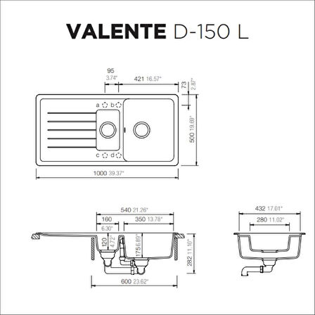 Evye Valente D-150L Beyaz Granit 