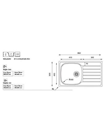 Ukinox Hypnos 50 Sol Dekorlu Paslanmaz Çelik Eviye