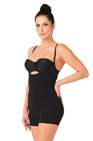 Seamless Gögsü Açık Paçalı Boy Korse 2058 Siyah