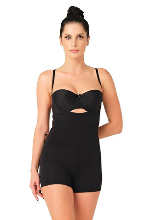 Seamless Gögsü Açık Paçalı Boy Korse 2058 Siyah