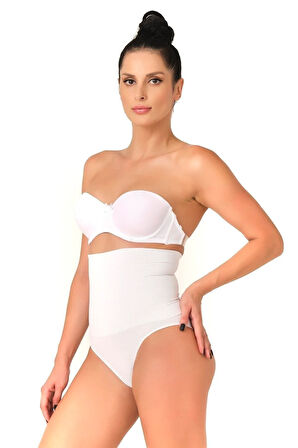Seamless Yüksek Bel Çıtçıtlı Double Slip Korse Külot 2019 Beyaz