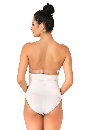 Seamless Yüksek Bel Çıtçıtlı Double Slip Korse Külot 2019 Beyaz