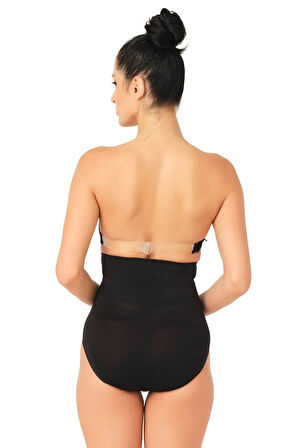 Seamless Yüksek Bel Dikişsiz Iz Yapmayan Double Slip Korse Külot 2039 Siyah