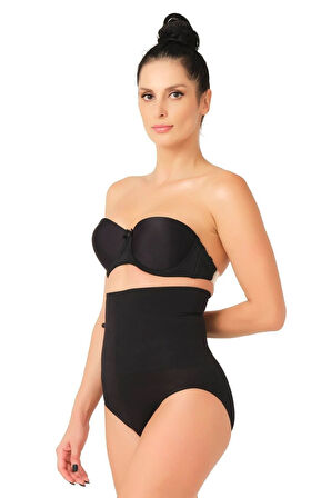 Seamless Yüksek Bel Dikişsiz Iz Yapmayan Double Slip Korse Külot 2039 Siyah