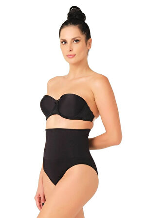 Seamless Yüksek Bel Dikişsiz Iz Yapmayan Double Slip Korse Külot 2039 Siyah