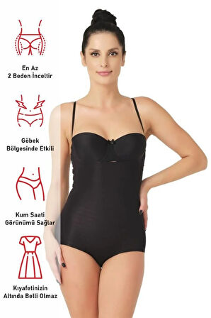 Siyah 2723 Lazer Kesim Göğsü Açık Slip Korse