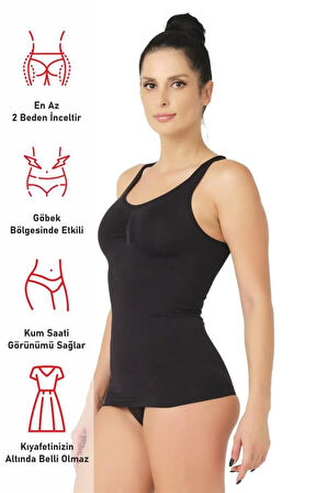 Siyah 5015 Kalın Askılı Atlet Korse