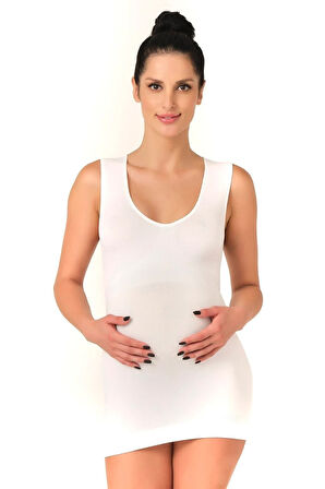 Kadın Beyaz Seamless Dikişsiz Hamile Atlet 5200