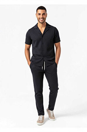 Fredy Lacivert Renk Çizgili Gömlek