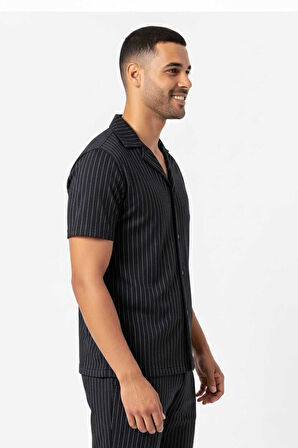 Fredy Lacivert Renk Çizgili Gömlek