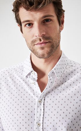 Boris Becker Erkek Mikro Desenli Örme Gömlek