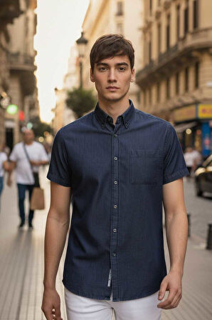 Camilot Lacivert Renk Denim Gömlek