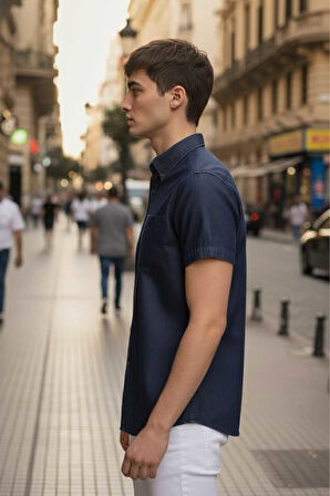 Camilot Lacivert Renk Denim Gömlek