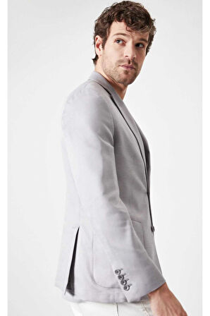 Frances Gri Renk Ketenli Blazer Ceket