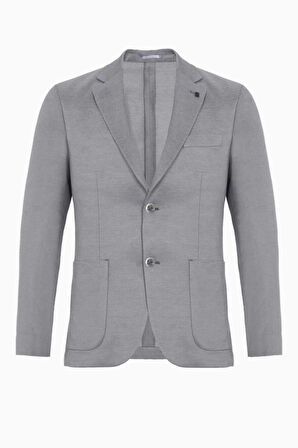 Frances Gri Renk Ketenli Blazer Ceket