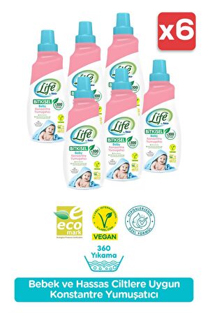 Life By Fakir Bitkisel Konsantre Bebek Çamaşır Yumuşatıcısı 1500ml x 6 Adet Avantaj Seti