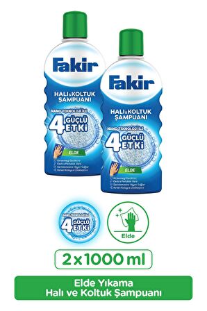 Fakir Nano Teknoloji ile Elde Yıkama Halı ve Koltuk Şampuanı 1000ml x 2 Adet