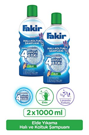 Fakir Nano Teknoloji ile Lavantalı Elde Yıkama Halı ve Koltuk Şampuanı 1000ml x 2 Adet