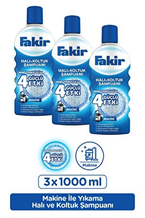 Fakir Nano Teknoloji ile Makine Halı ve Koltuk Şampuanı 1000ml x 3 Adet