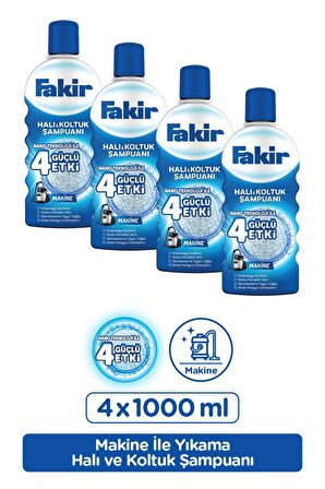 Fakir Nano Teknoloji ile Makine Halı ve Koltuk Şampuanı 1000ml x 4 Adet