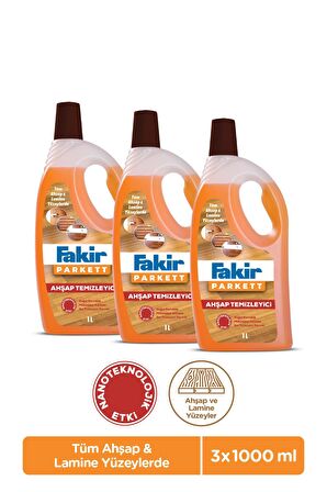 Fakir Parkett Nano Teknolojili Ahşap Temizleyici 1000ml x 3 Adet