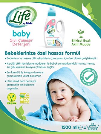 Life By Fakir Bitkisel Bazlı Vegan Sıvı Bebek Deterjanı 1500 ml x 2 Adet