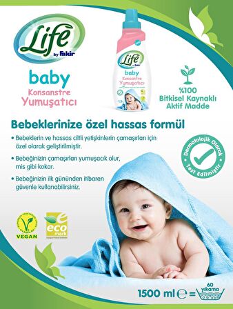 Life By Fakir Bitkisel Bebek Çamaşır Yumuşatıcısı 1500 ml x 2 Adet