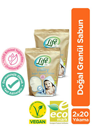 %100 Bitkisel Yağlardan Doğal Bebek Granül Toz Sabun 1 Kg X 2 Adet, %100 Doğal Temizlik