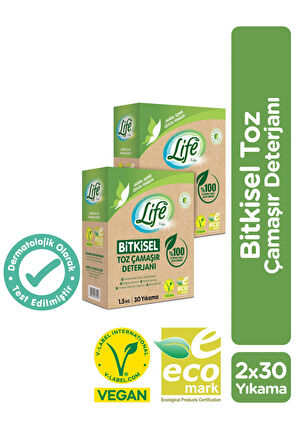 %100 Bitkisel Bazlı Doğal Vegan Toz Çamaşır Deterjanı 1.5kg X 2 Adet, %100 Doğal Temizlik