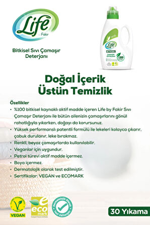 Life By Fakir Sıvı Çamaşır Deterjanı ve Yumuşatıcı Seti %100 Doğal Temizlik