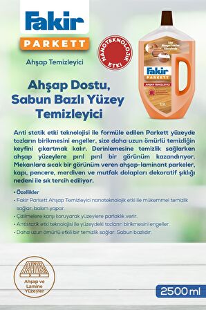 Fakir Parkett Nano Teknolojili Ahşap Temizleyici 2.5L x 3 Adet