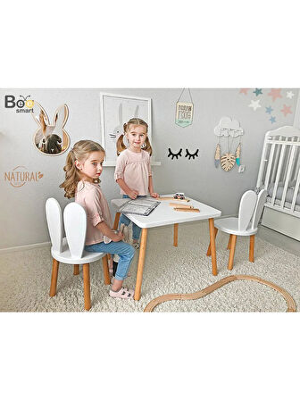 Bee Smart 2 Sandalyeli Aktivite Masası Beyaz Naturel