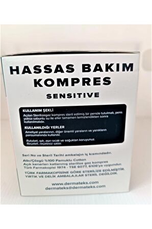 DERMATEKS GAZ KOMPRES HASSAS BAKIM 7,5X7,5  5 X 20 100 LÜ ZARFLI