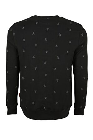 John Frank Erkek Sweatshirt JFST05-SKULL SİYAH-M