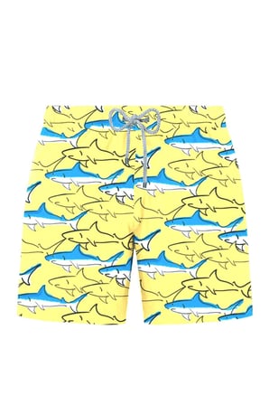 John Frank Mako Desenli Hızlı Kuruyan Mayo Short Erkek MAYO SHORT JFSSSWL90 Sarı-Mavi