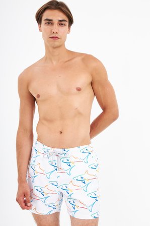 John Frank Requin Desenli Hızlı Kuruyan Mayo Short Erkek MAYO SHORT JFSSSW96 BEYAZ-MAVİ