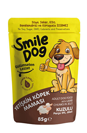 Smile Dog Pouch 85 gr Köpek Küçük-Orta Irk Kuzulu
