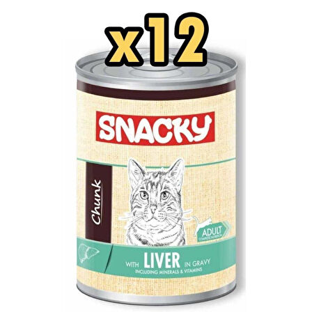 Snacky Chunk Ciğerli Yetişkin Kedi Konservesi 400 gr 12'li Paket