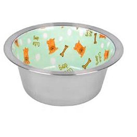 Flip Pet Desenli Seramik Kaplı Derin Çelik Köpek Mama Kabı 275 Ml (Cute Dog Desenli)