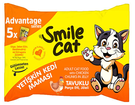 Smile Cat Flowpack 425gr (5*85gr) Yetişkin Kedi Tavuklu Mama
