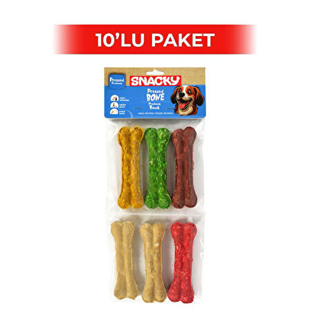 Snacky Munchy Köpek Press Kemik 11,5 cm 6'lı 10 Paket