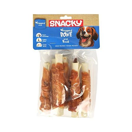 Snacky Tavuklu ve Ciger Sargılı Kemik Köpek Ödülü 6 Adet 168 Gr