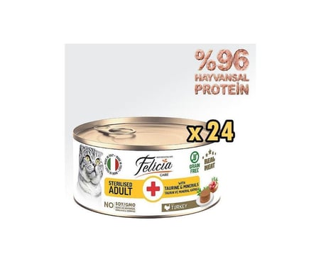 Felicia Hindili Ezme Kısırlaştırılmış Yetişkin Kedi Konservesi 85 Gr x 24 Adet