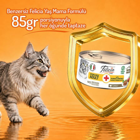Felicia Hindili Ezme Kısırlaştırılmış Yetişkin Kedi Konservesi 85 GR