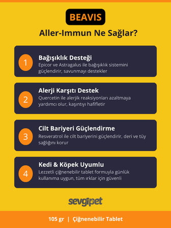Aller-Immune Kedi ve Köpekler İçin Hassasiyet Karşıtı Çiğnenebilir Tablet 105 GR